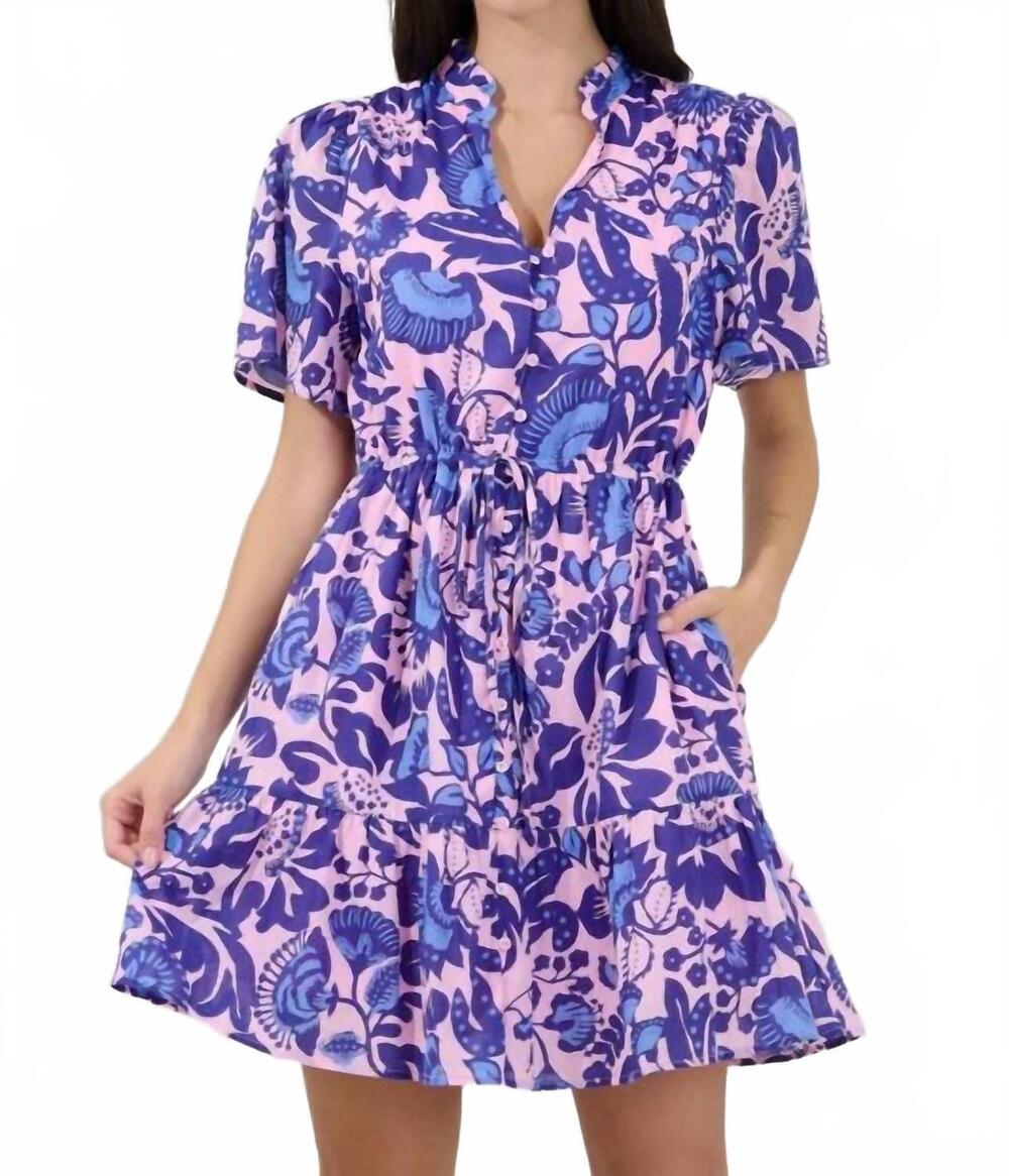 NEW SUGARLIPS women's amo button up mini dress in pink/blue